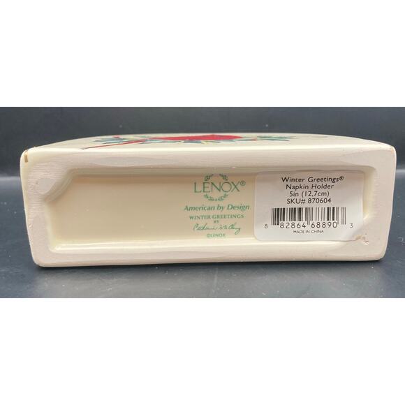 Lenox Winter Greetings Red Cardinal Napkin Holder Porcelain American By Design - Picture 4 of 8